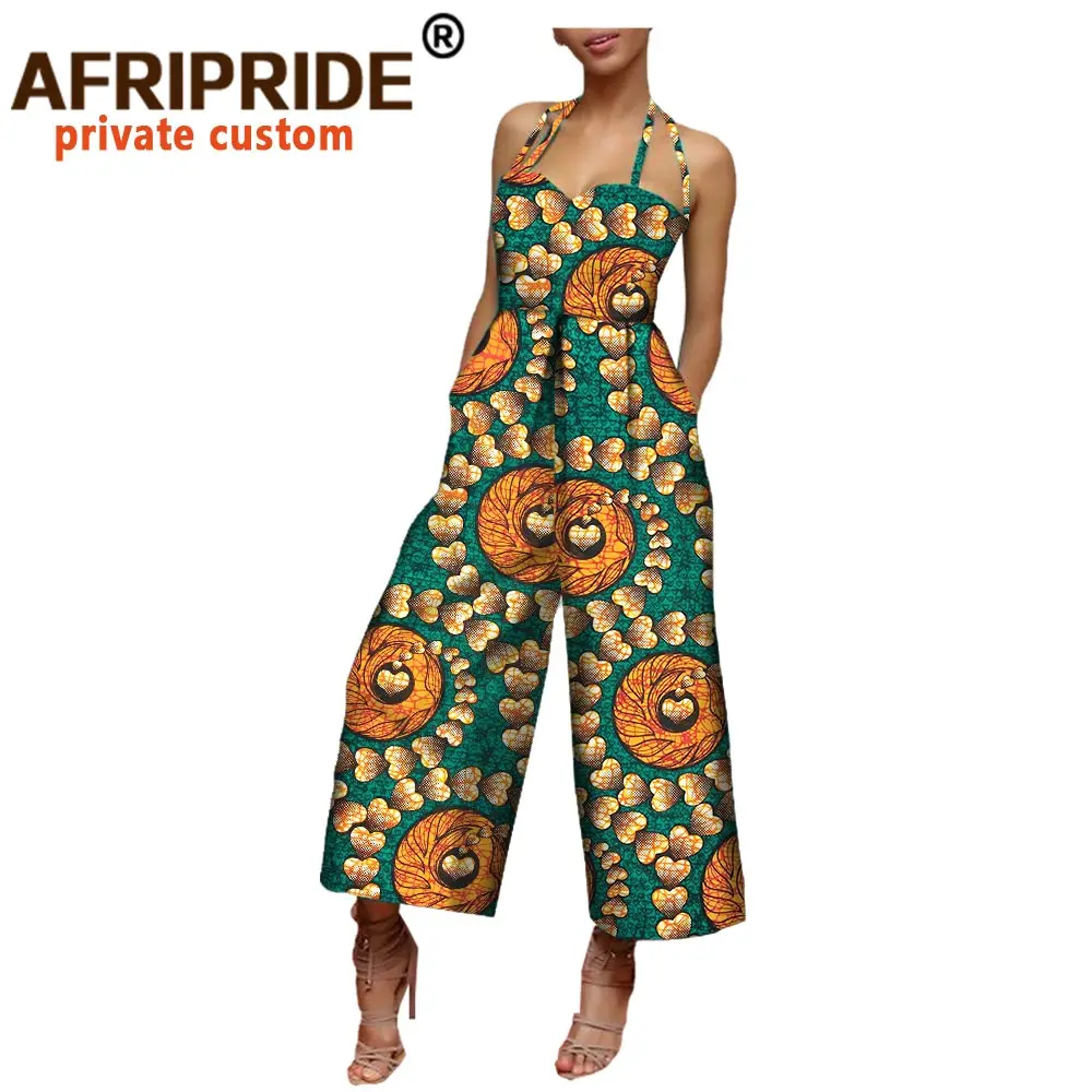 Женский комбинезон с широкими штанинами без рукавов лямкой на шее из хлопка