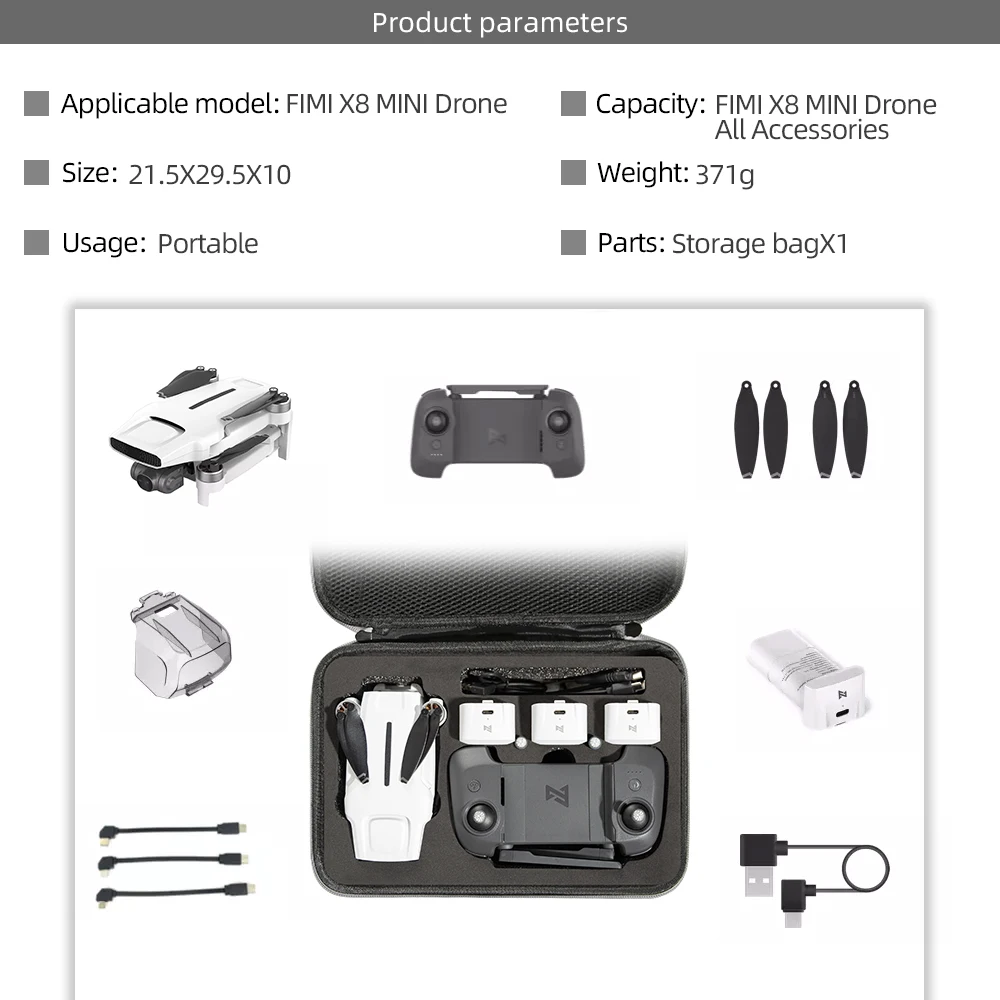 fimi x8 mini drone acessórios saco armazenamento