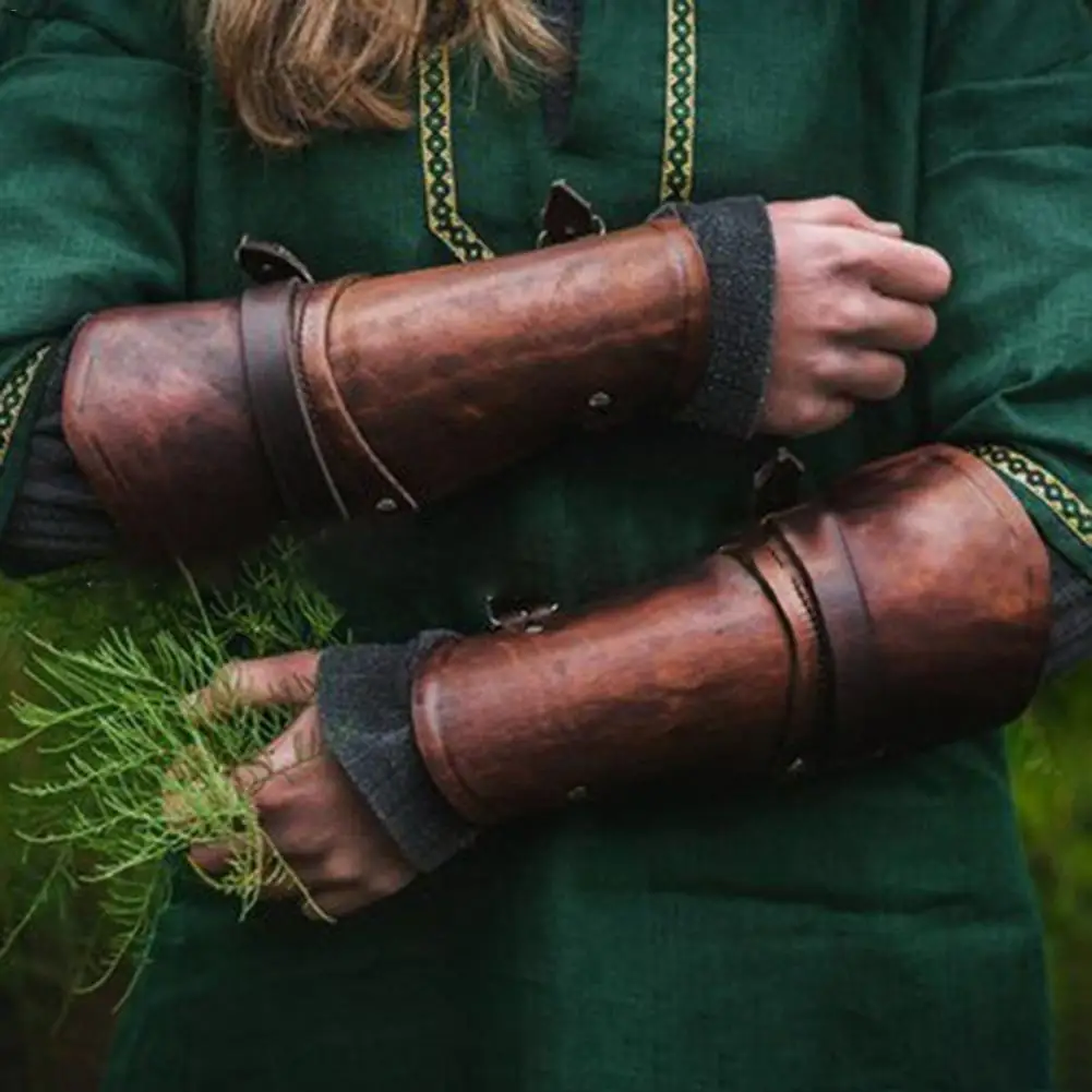 1 пара реквизит для косплея широкие из искусственной кожи Bracer на шнуровке Armor манжеты Перекрещенные завязки стимпанк средневековые рукавицы браслет