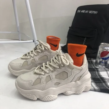 

Chunky Sneakers For Women Mesh Designers Platform Fashion Vulcanized Shoes Woman Black Casual Shoes 2020 Running Trainers Female