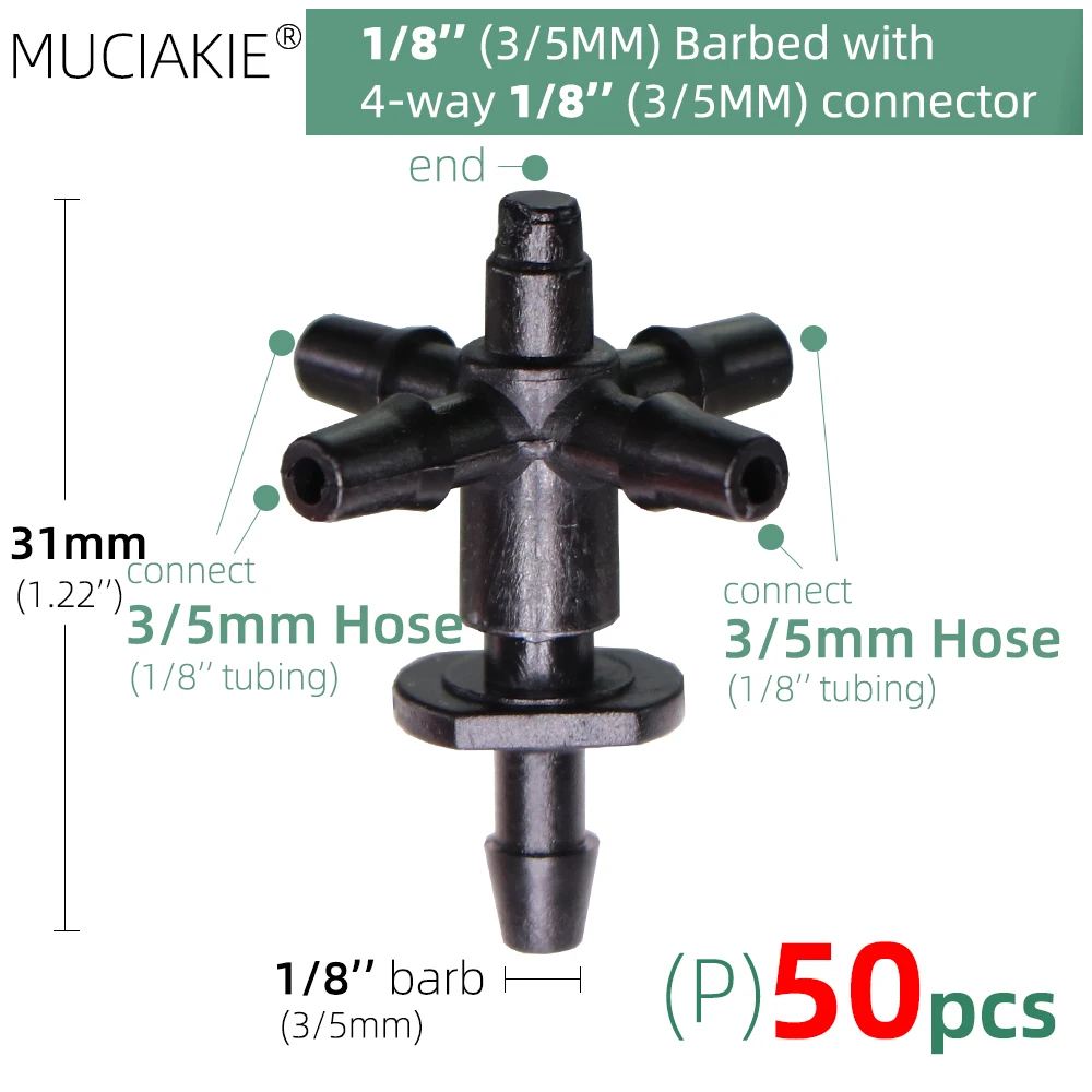 MUCIAKIE 24 Types 3/5MM 1/8'' Micro Drippers Fittings Garden Drip Irrigation Emitters Compensation 2/3/5/6-Way Coupling Adaptor self watering kit Watering & Irrigation Kits