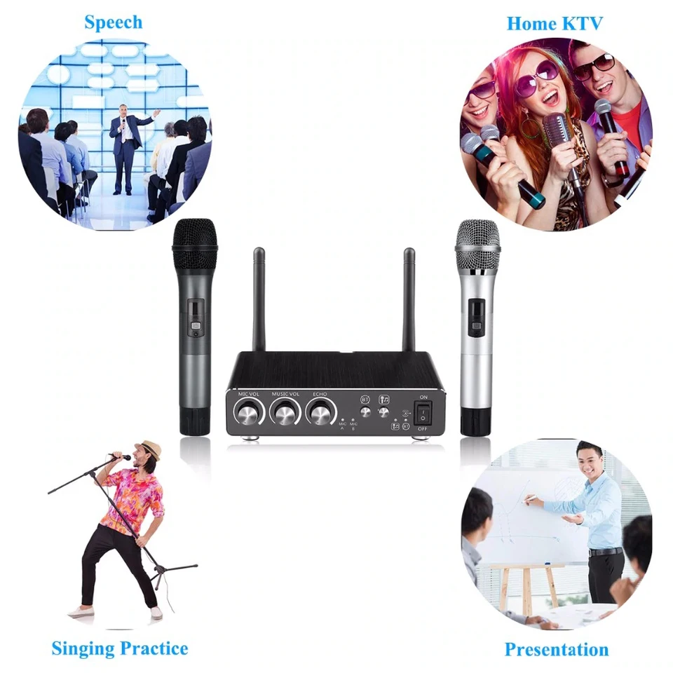 【美品】 Excelvan K28 ワイヤレスマイク マイク 2本セット カラオケ デジタル信号  マイクk28,2チャンネル,調整可能,低歪み,デジタルボリューム,ホーム