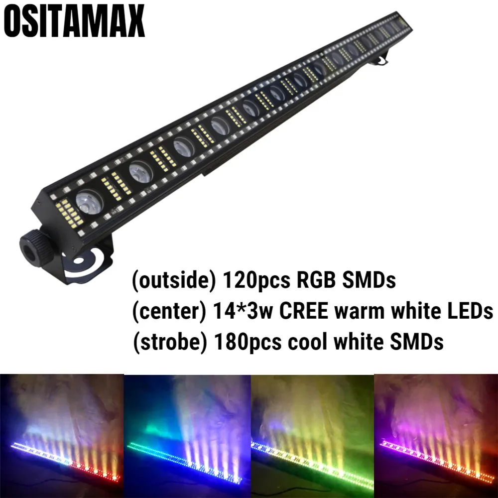 2 шт./лот 14X3 Вт Cree WW + 120 RGB 180 CW SMD Шайба стены свет сценический эффект Bulid программа Показать DMX ДИСКО промывная настенная лампа