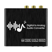 Digital zu Analog Audio Konverter mit Fernbedienung, 192KHz DAC Converter mit Volumen & Bass Einstellung Digital Analog Konverter