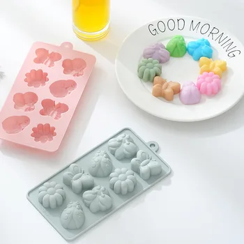 

8 grid cartoon insect flower silicone cake mold soap chocolate pastry ice grid DIY baking mold fondant cake decorating tools