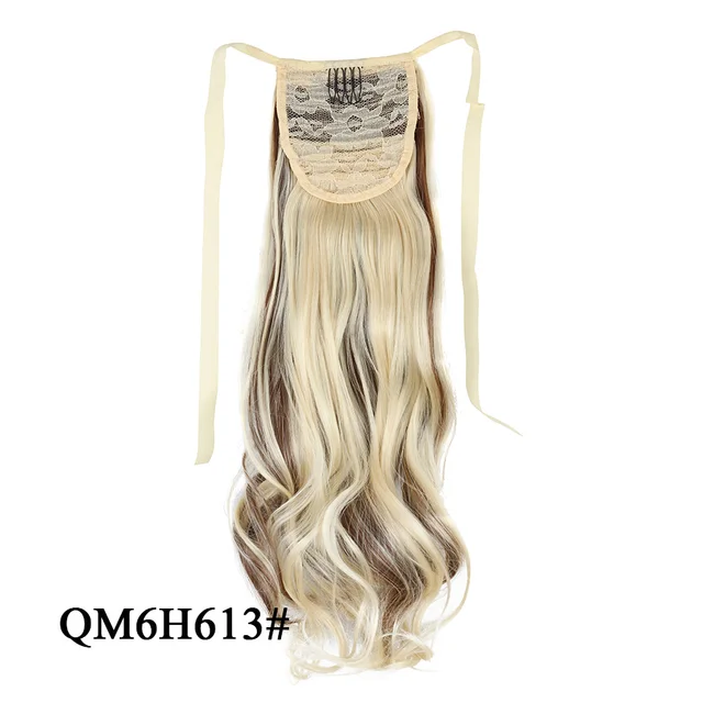 Leeons 20'' Synthetic Ponytail Hair pieces Heat Resistant Fiber Straight Ribbon Clip In Hair Extension 21 colors Brown Black qm 6h613