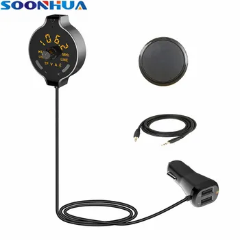 

SOONHUA Wireless Bluetooth Car Charger FM Frequency Modulation Emitter LED Hifi Display Handsfree Navigating Function TF Cards