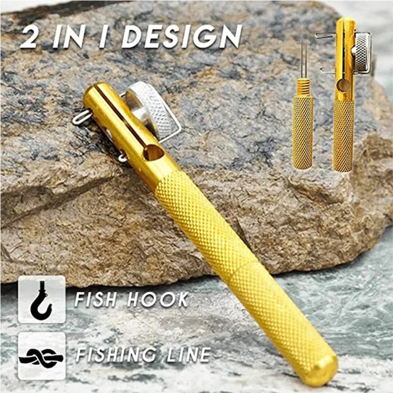 1PCS All-Alloy Metal Manual Fishing Line Knotting Tool Knotting Device Double Needle And Thread Dual-Purpose Hook KnottingDevice