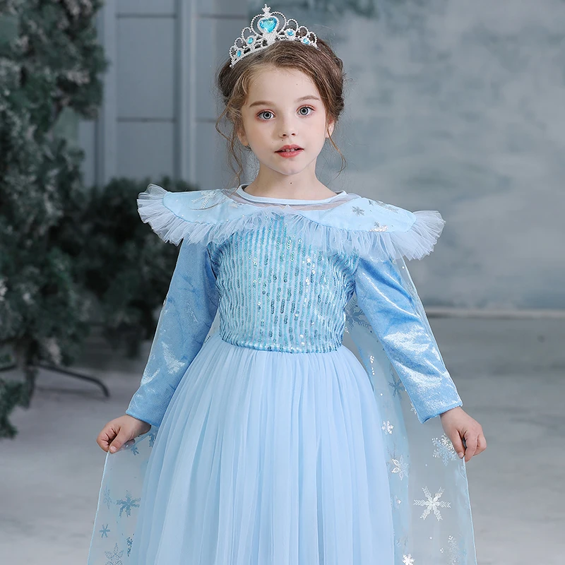 Fancy Girl Princess Dresses Sleeping Beauty Belle Beauty and the Beast Cosplay Costume Elsa Anna Dress Children Party Clothes