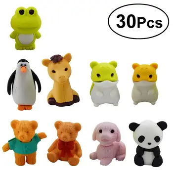 

30pcs Pencil Erasers Collectible Animal Erasers Novelty Realistic Puzzle Eraser for Party Favors Games Prizes School Supplies