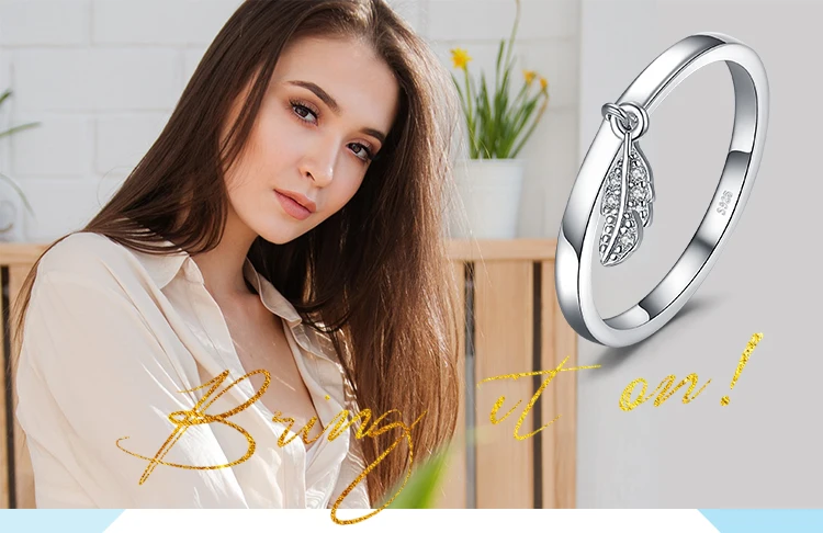 JewelryPalace 925 пробы серебро болтаться лист очарование перо кольцо для вашей подруги Новая горячая Распродажа как красивые подарки