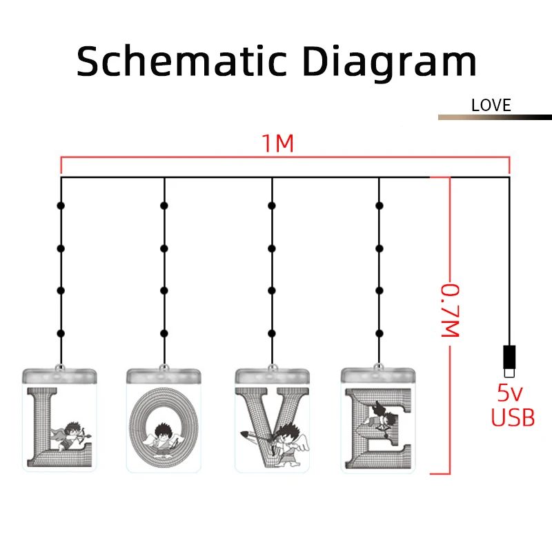 Светодиодный USB световая гирлянда светящиеся буквы сказочные занавески рождественские подвесные гирлянды настенные лампы для вечерние новогодние украшения