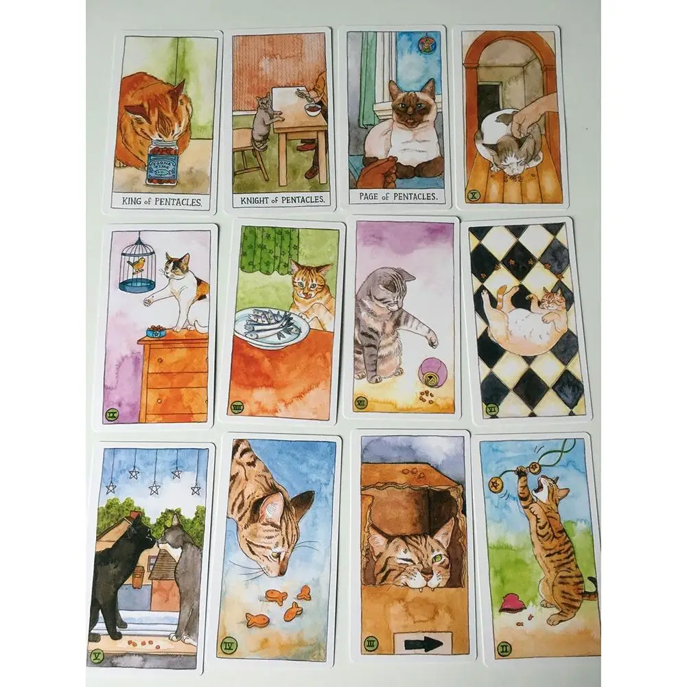 78Pcs Cute Cat Tarot Cards Deck Deck Board Games English For Women Family Gift Party Playing Card Game Entertainment Game 78Pcs Cute Cat Tarot Cards Deck Deck Board Games English For Women Family Gift Party Playing Card Game Entertainment Game