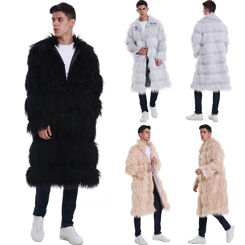 Осенне-зимнее пальто мужские Chaqueta черные Большие размеры мужские пальто из искусственного меха с длинным рукавом модные мужские шубы Свободная верхняя одежда 3xl