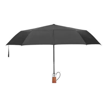 

TTK top quality wooden handle umbrella Shenzhen factory New product Automatic umbrella Men three folding umbrella Women's