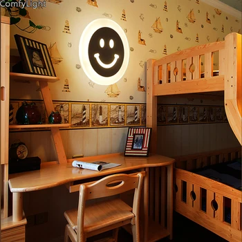 

Acrylic smile lamp bedside wall light sconces creative led indoor headboard children Bedroom Living Room Aisle led wall light