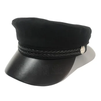 

Black retro student navy hats women fall/winter leisure Korean Cap tide Joker Europe and the United States England flat hat