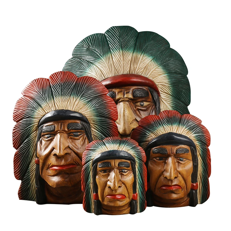 Резной декор из дерева Таиланд инуит маска вождя Статуэтка Статуя ...