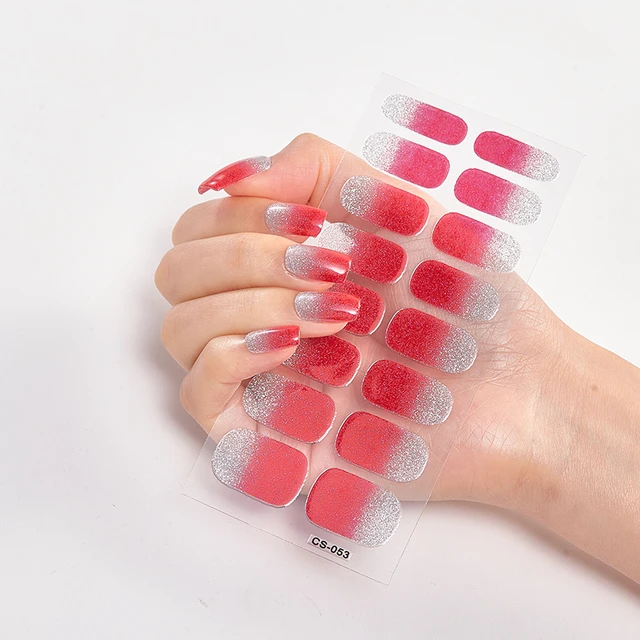 New Year Pure Color Nail Wrap DIY  Decals Plain Decor Stickers Nail Art Sticker Set Minimalist Nail Strip Christmas Nail Sticker CS-53