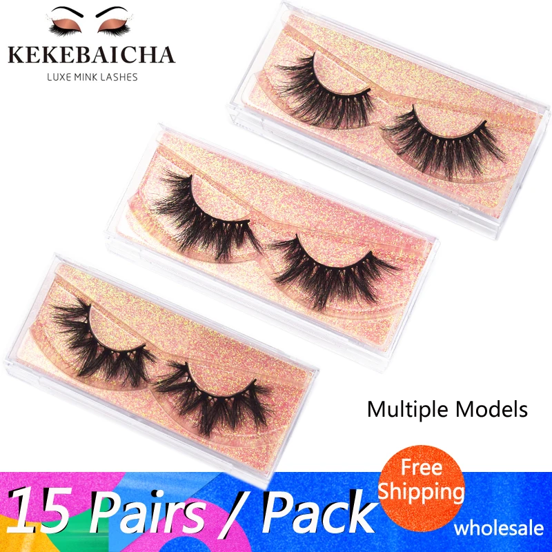 15 pairs 3D Mink Eyelashes Bulk Lashes Wholesale Eyelashes Dramatic Lashes Natural Long False