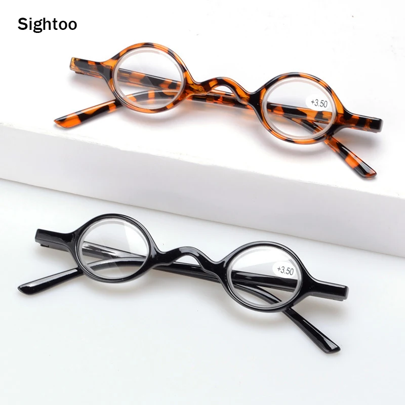 Sighttoo Kleine Rahmen Gläser Lupe Mini Lesebrille Männer Retro Runde Brillen Mit Fall Männlichen Verordnung Gläser + 3,5