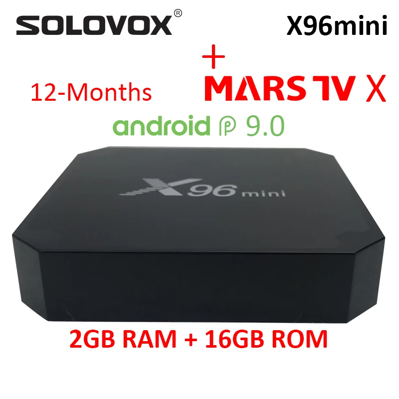 SOLOVOX X96 Мини Смарт ТВ приставка Android 9,0 OS 2 Гб 16 Гб ТВ приставка MARS X Великобритания Германия Франция Испания Portgual Польша Италия IP tv - Цвет: X96mini MARS X 12M