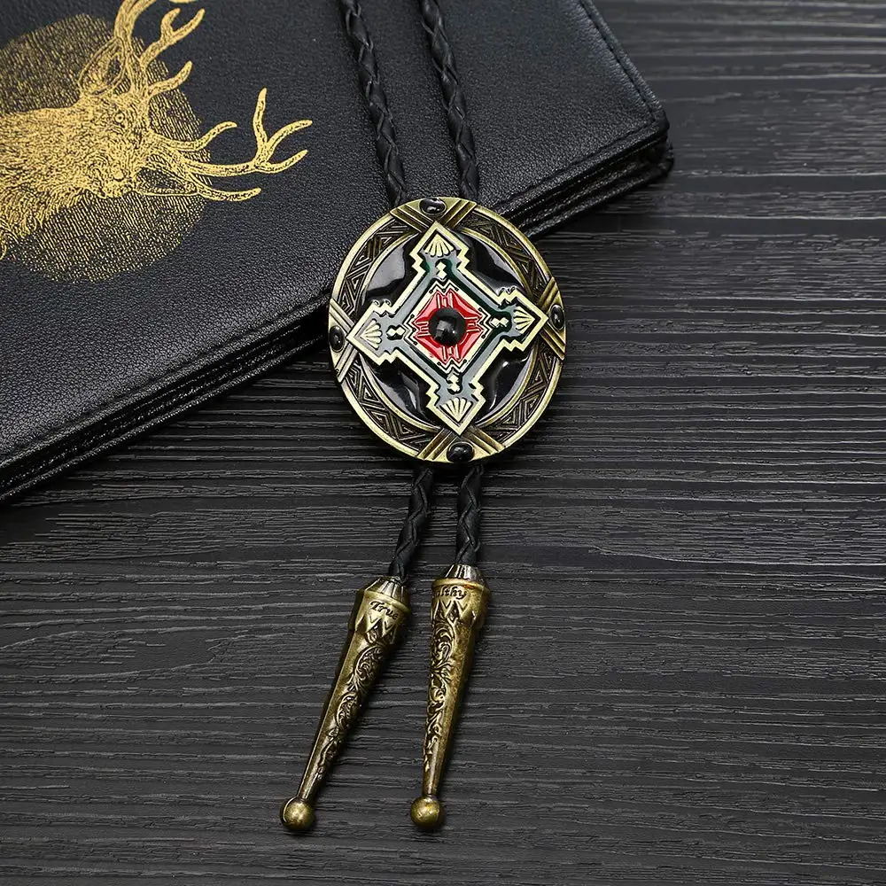 Classis Cross copper oval shape Bolo tie for woman 수제 서양 예술 인도 합금 넥타이 silvr 스타 펜타그램