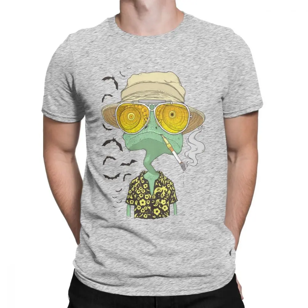 Мужская футболка Rango Fear And Loathing In Las Vegas, топы из чистого хлопка с коротким рукавом, летние футболки - Цвет: Серый