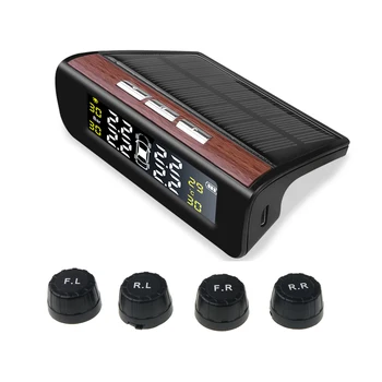

USB Solar Charge Car TPMS Tire Pressure Monitoring System 4 Sensor Tyre Pressure gauge meter Detector Realtime Alarm Warning