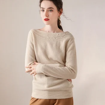 

Sweater 100% Cashmere Sweater Women Autumn Winter Warm Thickening O-neck Long Sleeves Women's Knitting Jumper Female Sweater