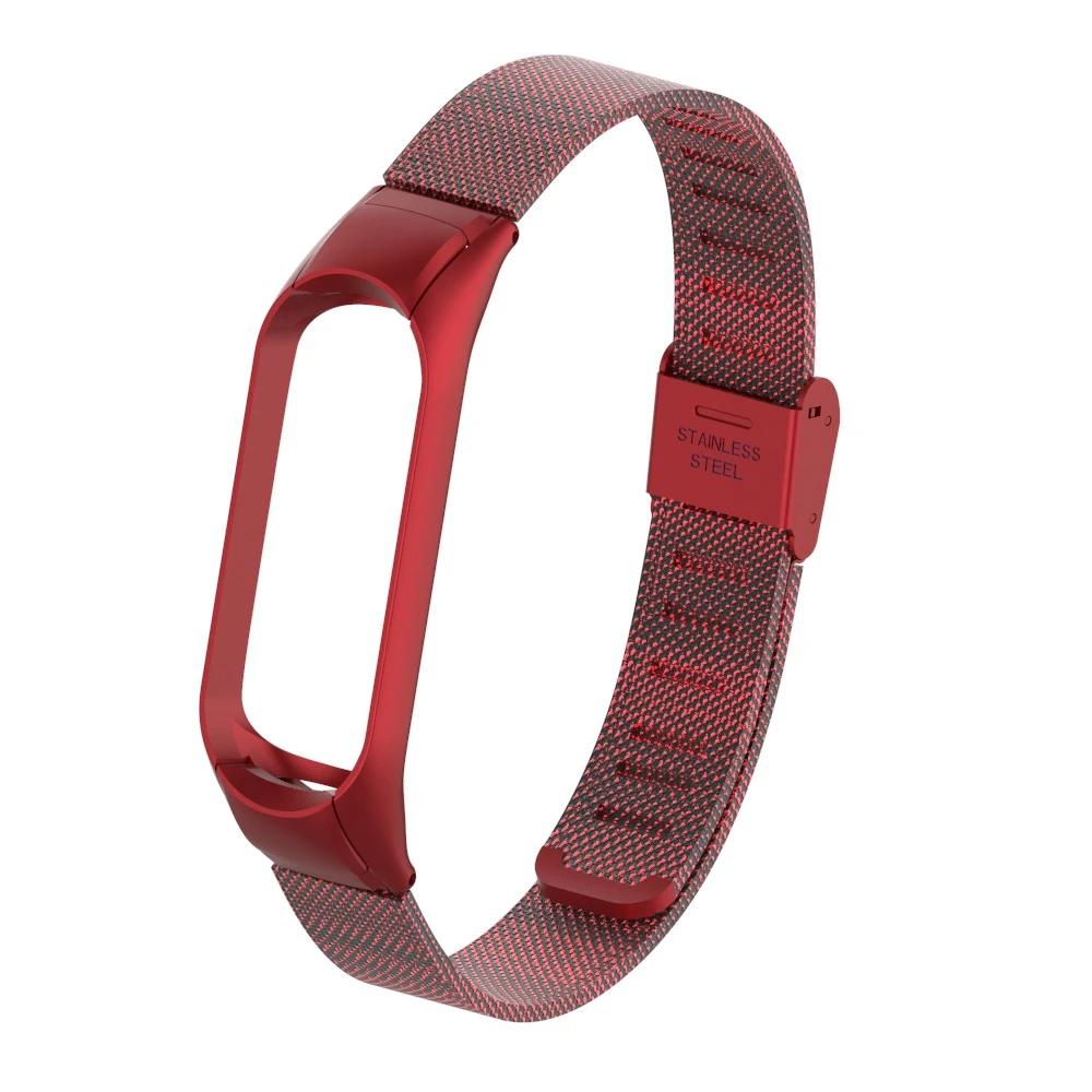 Металлический ремешок для mi band 3 4 Смарт часы нержавеющая стальные браслеты для Xiaomi mi группа 4 NFC глобальной браслет Мода для mi band 3 - Цвет: Red strap