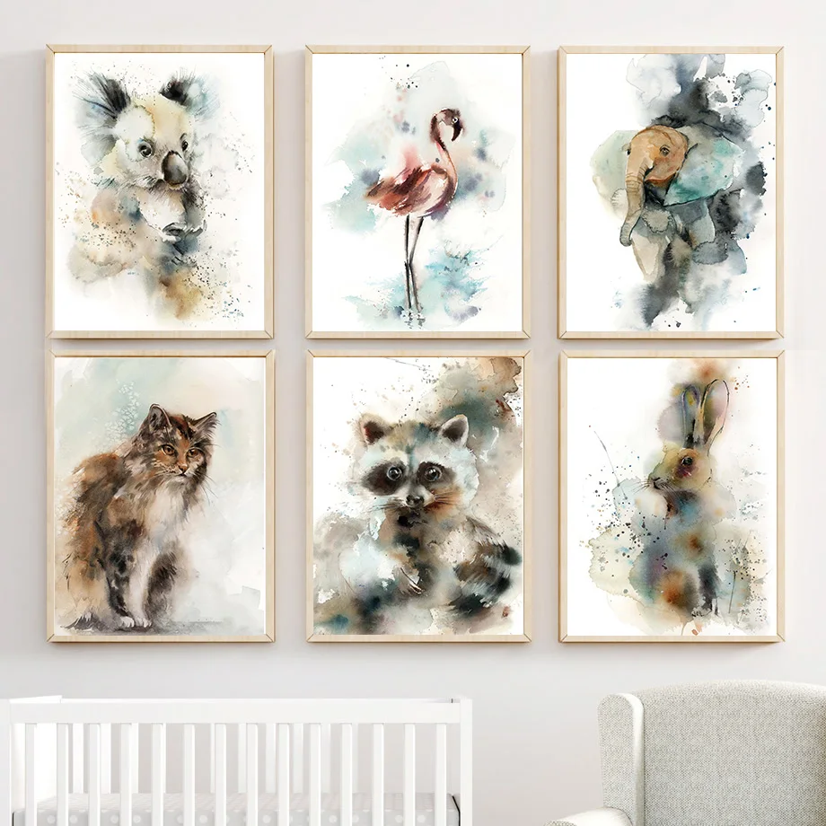 Elephant-Owl-Cat-Rabbit-Bird-Flamingo-Wall-Art-Canvas-Painting-Nordic-Poster-And-Prints-Wall-Pictures (1)
