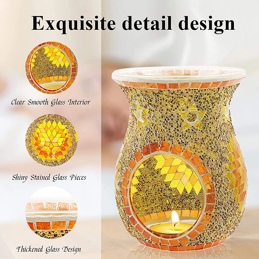 Classic Scented Diffuser Candle Holders Mosaic Glass Wax Melt Oil Burners  Candle Holder Essential Oil Diffuser Home Table Decor - AliExpress