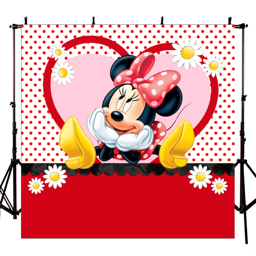 Colorful Dots Red Photography Backdrop For Children Happy 1st Birthday Decoration Photo Background Vinyl 7x5ft Cartoon Mouse Banner Baby Shower Party Supplies Cake Table Photo Booth Studio Props Accessories Supplies Electronics