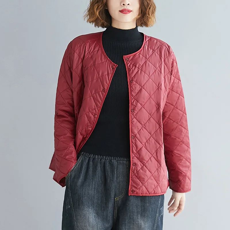 

Photo Shoot 0048 #2019 Winter New Style Literature And Art Cotton-padded Clothes Cotton Coat Base Within Wear Solid Color Crew N