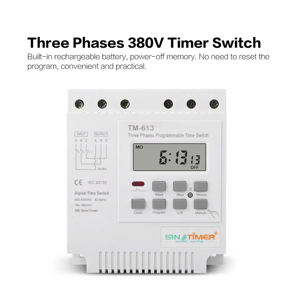 Three Phases 380V 7 Days Weekly Programmable Timer Relay Digital Electronic Microcomputer Time Control Pump Timing Switch
