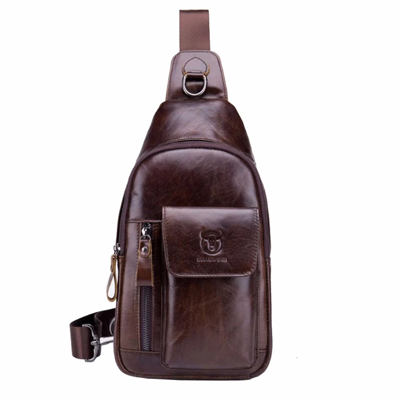 Купить BULL CAPTAIN Men Leather Retro Cross Body Bags Riding Sling Chest Bag Shoulder Messenger with External USB Charging Port  | Отзывы и видеообзор (4000202642191)