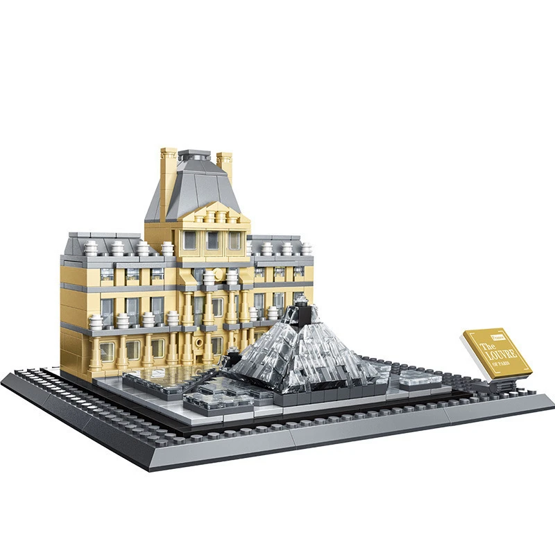 Billig WANGE Architektur Serie Frankreich Louvre Bausteine Bricks Classic City Skyline Modell Kinder Spielzeug Kompatibel Legoinglys