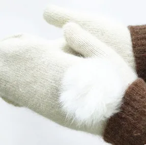 Шерстяные зимние перчатки женские guantes согревающие мягкие теплые варежки Сенсорный экран леди - Цвет: 3