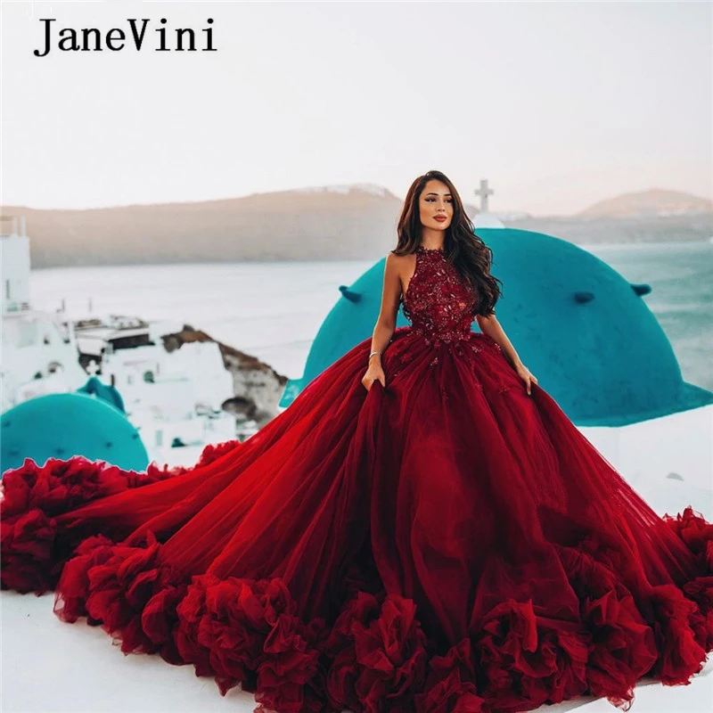 Burgundy Ball Gown Evening Dresses 