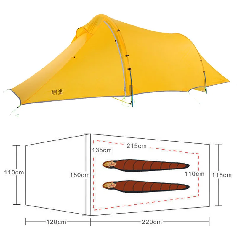 ASTA 20d silnylon 3 сезона/4 сезона 2 человека уличная туннельная палатка для