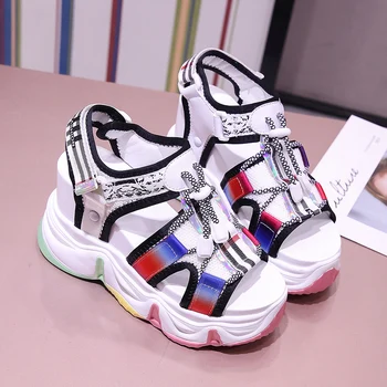 

New Sports Sandals Women Shoes Summer Super High Heels Platform Sandals Women Beach Shoes Rubber Wedges Shoes for Women Sandalen