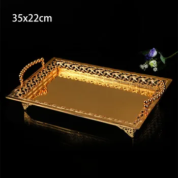 

European Fruit Plate Tray Holder High-grade Bar Snack Plate Multi-purpose Vintage 35*22cm Exquisite Tray Edge Hardware Casters