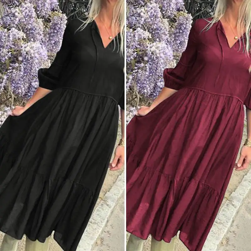 S-5XL, Летнее Длинное Платье Макси, VONDA,, женское богемное платье, женское повседневное длинное платье, праздничный пляжный сарафан размера плюс, Vestidos