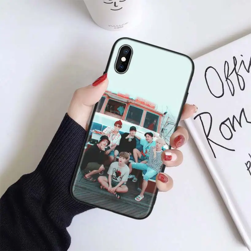 Корейский популярный чехол KPop team для Apple iphone 11 Pro XR XS Max X 7 8 6 6S Plus 5 5S SE Черный силиконовый чехол для телефона