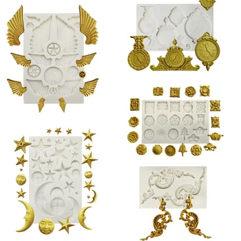 

Mechanical Gear Wings Silicone Mold Star Moon Fondant Cake Mold Clock Chocolate Mold Embossed Mold Cake Decorating Tools