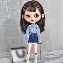 1/6 женская футболка Blyth джинсовая юбка кукольный наряд(Fit blyth, ob24, pullip, azone, licca, BJD, ICY, кукла 1/6