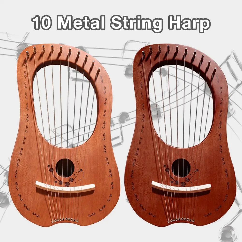Lyre harp 10 металлическая струнная арфа из красного дерева портативная маленькая арфа с прочными стальными струнами лесенка из дерева и веревки музыкальный инструмент арфа