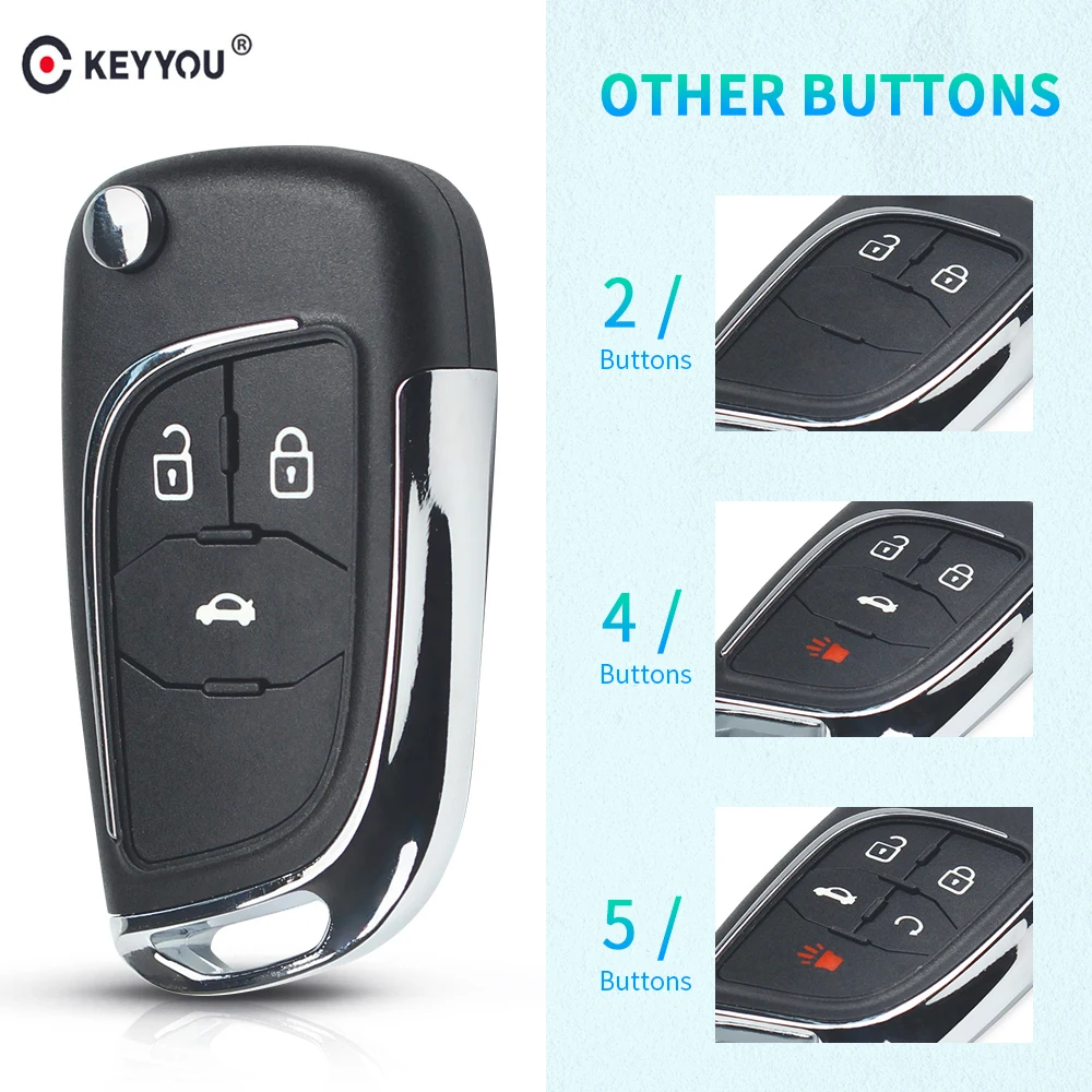 KEYYOU 2/3/4/5 кнопки флип пульт дистанционного ключа оболочки корпуса для Chevrolet Cruze 2011 2012 2010 Impala Camaro Авео Эпика лова ключи
