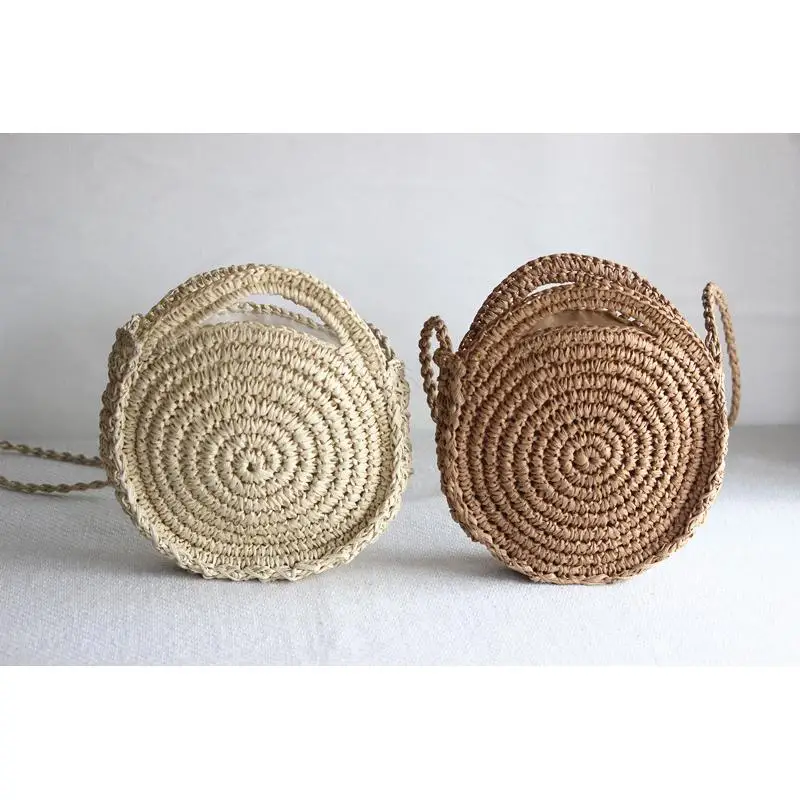 

25x23CM 2020 New Crochet Round Bag Female Summer Straw Bag Holiday Bag a5440